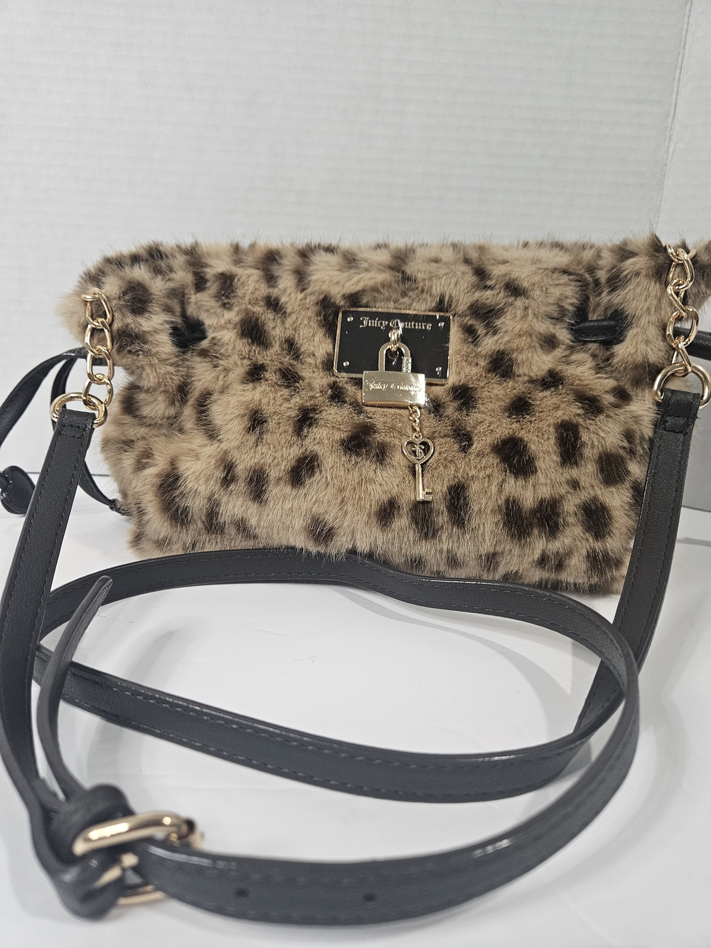 Juicy Couture Leopard Faux-Fur Crossbody - Black & Tan